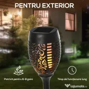Outsunny Set 4 Lămpi LED de Exterior cu Energie Solară și Țăruși, Ø12x72 cm, Negru | Aosom Romania 