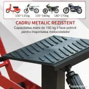 HOMCOM Cric de Ridicare pentru Motociclete, Capacitate 150kg, Înălțime Reglabilă, din Oțel Zincat și Cauciuc, cu Manivelă | Aosom Romania