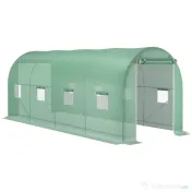 Outsunny Sera tip tunel de Gradina, pentru plante, legume, fructe cu Structura din Otel, Ferestre si Usa, Verde | Aosom Romania 