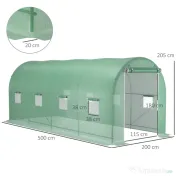 Outsunny Sera tip tunel de Gradina, pentru plante, legume, fructe cu Structura din Otel, Ferestre si Usa, Verde | Aosom Romania 