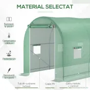 Outsunny Sera tip tunel de Gradina, pentru plante, legume, fructe cu Structura din Otel, Ferestre si Usa, Verde | Aosom Romania 