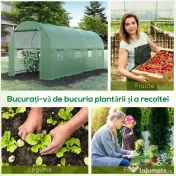 Outsunny Sera tip tunel de Gradina, pentru plante, legume, fructe cu Structura din Otel, Ferestre si Usa, Verde | Aosom Romania 