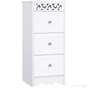 HOMCOM Comodă Baie Elegantă Lemn cu 3 Sertare Design Compact 29.8x29.8x68.5cm Alb | Aosom Romania 