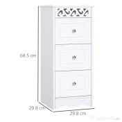 HOMCOM Comodă Baie Elegantă Lemn cu 3 Sertare Design Compact 29.8x29.8x68.5cm Alb | Aosom Romania 