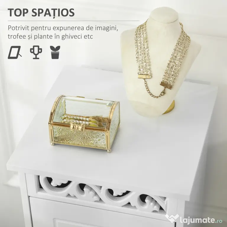 HOMCOM Comodă Baie Elegantă Lemn cu 3 Sertare Design Compact 29.8x29.8x68.5cm Alb | Aosom Romania
