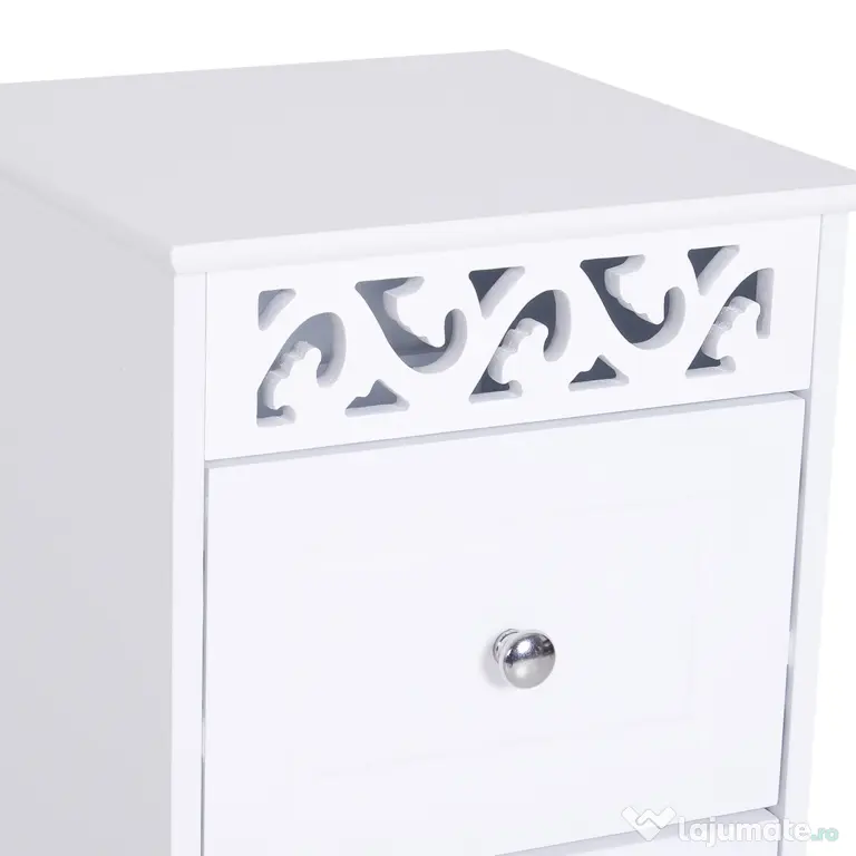 HOMCOM Comodă Baie Elegantă Lemn cu 3 Sertare Design Compact 29.8x29.8x68.5cm Alb | Aosom Romania