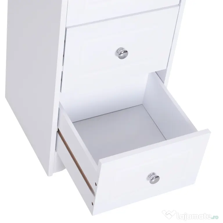 HOMCOM Comodă Baie Elegantă Lemn cu 3 Sertare Design Compact 29.8x29.8x68.5cm Alb | Aosom Romania