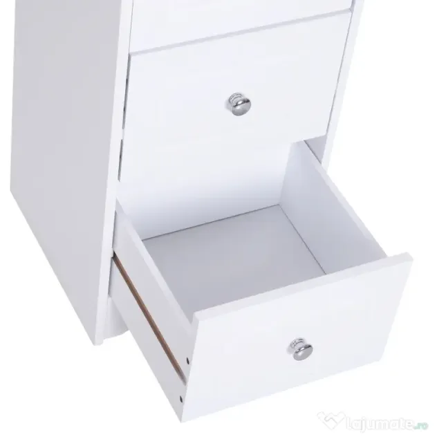 HOMCOM Comodă Baie Elegantă Lemn cu 3 Sertare Design Compact 29.8x29.8x68.5cm Alb | Aosom Romania