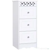 Homcom Comoda Baie Lemn Alb – Decor Floral Sculptat 30×30×68.5 cm