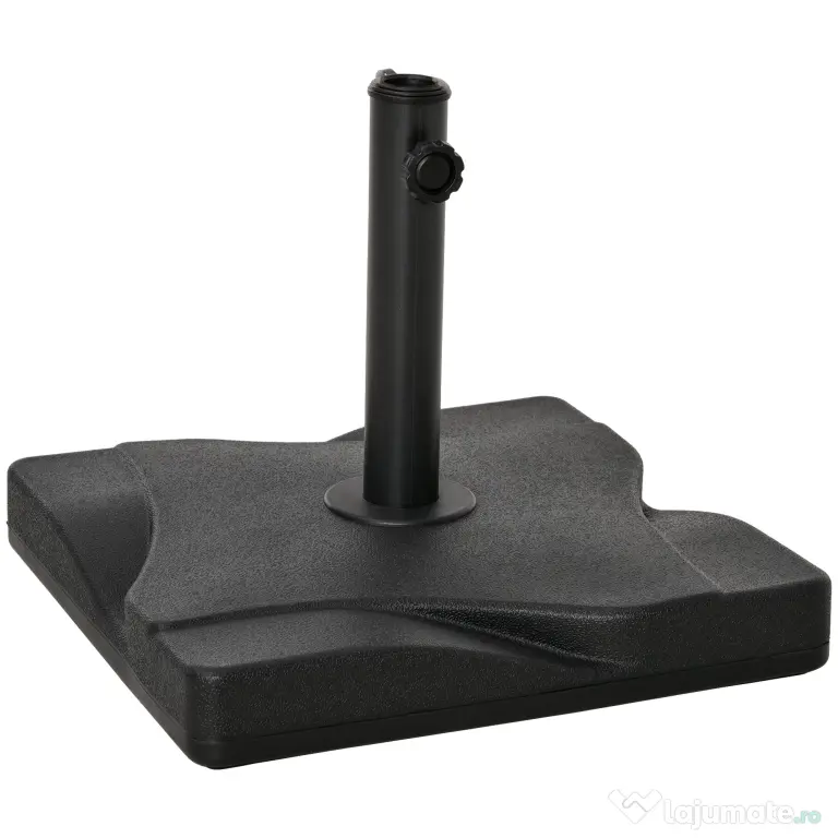 Outsunny Suport Pătrat pentru Umbrelă, Bază Greutate 20kg din Plastic, 41.5x41.5x35cm, Ideal pentru Exterior, Negru | Aosom Romania