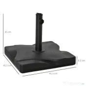 Outsunny Suport Pătrat pentru Umbrelă, Bază Greutate 20kg din Plastic, 41.5x41.5x35cm, Ideal pentru Exterior, Negru | Aosom Romania 