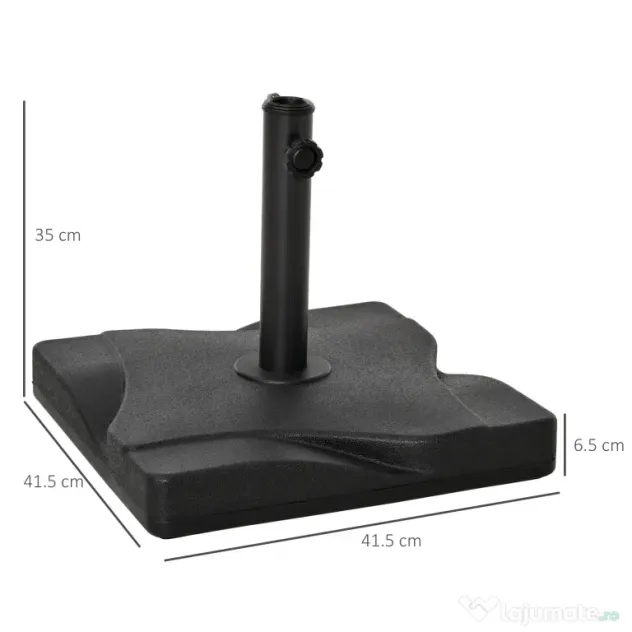 Outsunny Suport Pătrat pentru Umbrelă, Bază Greutate 20kg din Plastic, 41.5x41.5x35cm, Ideal pentru Exterior, Negru | Aosom Romania
