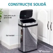 HOMCOM Coș de Gunoi cu Senzor Automat, Oțel Inoxidabil, Capacitate 30L, Design Modern | Aosom Romania