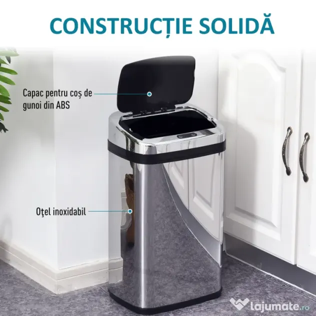 HOMCOM Coș de Gunoi cu Senzor Automat, Oțel Inoxidabil, Capacitate 30L, Design Modern | Aosom Romania