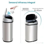 HOMCOM Coș de Gunoi cu Senzor Automat, Oțel Inoxidabil, Capacitate 30L, Design Modern | Aosom Romania