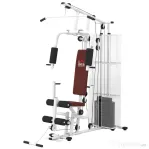 HOMCOM Stație de Fitness Multifuncțională pentru Acasă și Sală, cu 4 Perne din Oțel și PU, 150x110x210 cm, Alb