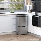 Cos de gunoi inteligent cu senzor HOMCOM, Capacitate 72 l, 42x30x81cm, Inox / ABS, Argintiu | Aosom Romania