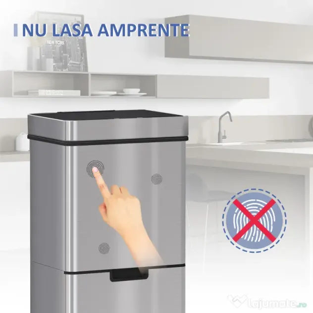 Cos de gunoi inteligent cu senzor HOMCOM, Capacitate 72 l, 42x30x81cm, Inox / ABS, Argintiu | Aosom Romania
