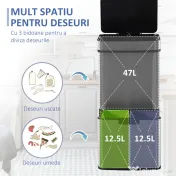 Cos de gunoi inteligent cu senzor HOMCOM, Capacitate 72 l, 42x30x81cm, Inox / ABS, Argintiu | Aosom Romania