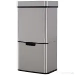 HOMCOM Cos de Gunoi Inteligent cu Senzor Infrarosu, 72L, 3 Compartimente pentru Reciclare Selectiva, din Inox si ABS, Protectie Amprente, Argintiu