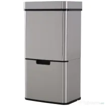 HOMCOM Cos de Gunoi Inteligent cu Senzor Infrarosu, 72L, 3 Compartimente pentru Reciclare Selectiva, din Inox si ABS, Protectie Amprente, Argintiu