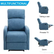 Fotoliu Relax Rabatabil Manual cu Taburet Capacitate maxima 125kg Tesatura de Lin 66 × 95 × 99cm Albastru HOMCOM | Aosom Romania