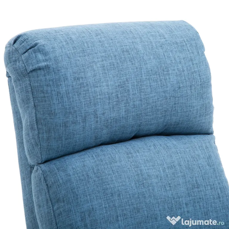 Fotoliu Relax Rabatabil Manual cu Taburet Capacitate maxima 125kg Tesatura de Lin 66 × 95 × 99cm Albastru HOMCOM | Aosom Romania