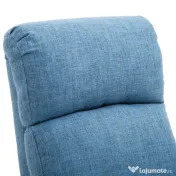 Fotoliu Relax Rabatabil Manual cu Taburet Capacitate maxima 125kg Tesatura de Lin 66 × 95 × 99cm Albastru HOMCOM | Aosom Romania