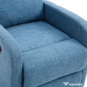 Fotoliu Relax Rabatabil Manual cu Taburet Capacitate maxima 125kg Tesatura de Lin 66 × 95 × 99cm Albastru HOMCOM | Aosom Romania