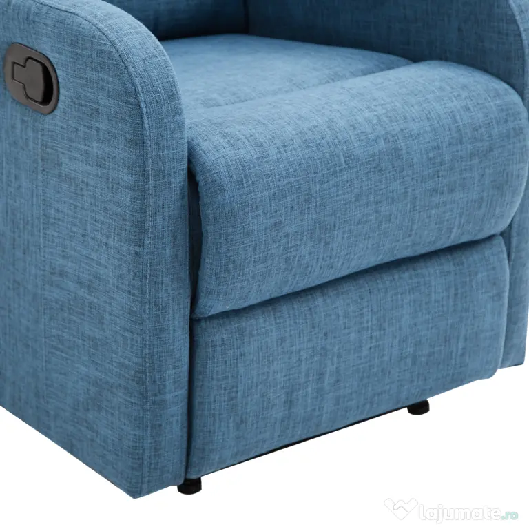Fotoliu Relax Rabatabil Manual cu Taburet Capacitate maxima 125kg Tesatura de Lin 66 × 95 × 99cm Albastru HOMCOM | Aosom Romania