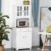 HOMCOM Dulap de Bucătărie Compact, Design Modern, Spațiu de Stocare, 68x39.5x170 cm, Alb | Aosom Romania