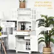 HOMCOM Dulap de Bucătărie Compact, Design Modern, Spațiu de Stocare, 68x39.5x170 cm, Alb | Aosom Romania