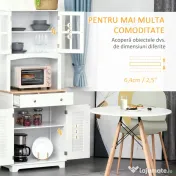 HOMCOM Dulap de Bucătărie Compact, Design Modern, Spațiu de Stocare, 68x39.5x170 cm, Alb | Aosom Romania