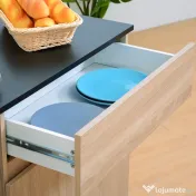 HOMCOM Dulapior de Bucătărie cu Sertare și Roți, Mobilier din Lemn, 78x39.5x88.5 cm, Stejar & Negru | Aosom Romania 