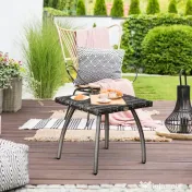Outsunny Masuta din Ratan Sintetic pentru Exterior si Gradina Gri 