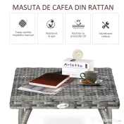 Outsunny Masuta din Ratan Sintetic pentru Exterior si Gradina Gri 