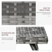 Outsunny Masuta din Ratan Sintetic pentru Exterior si Gradina Gri 