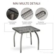 Outsunny Masuta din Ratan Sintetic pentru Exterior si Gradina Gri 