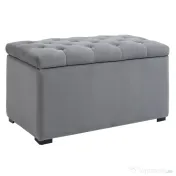 Cufăr Multifuncțional pentru Depozitare HOMCOM, Pouf din catifea, Gri perlă | Aosom Romania 