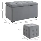 Cufăr Multifuncțional pentru Depozitare HOMCOM, Pouf din catifea, Gri perlă | Aosom Romania 