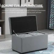 Cufăr Multifuncțional pentru Depozitare HOMCOM, Pouf din catifea, Gri perlă | Aosom Romania 