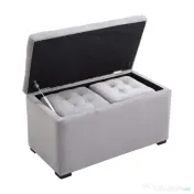 Cufăr Multifuncțional pentru Depozitare HOMCOM, Pouf din catifea, Gri perlă | Aosom Romania 