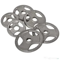 HOMCOM Set 6 Discuri Greutati pentru Haltere Greutate Totala 35kg, din Otel Emailat, Diametru central Փ5.4cm, Argintiu | Aosom Romania