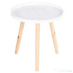 Masuta de Salon Moderna Rotunda HOMCOM, Masuta de Cafea cu Margine Ridicata si Trei Picioare, pentru Camera si Sufragerie, din Lemn Alb si Auriu