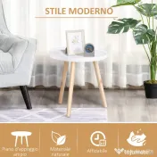 Masuta de Salon Moderna Rotunda HOMCOM, Masuta de Cafea cu Margine Ridicata si Trei Picioare, pentru Camera si Sufragerie, din Lemn Alb si Auriu