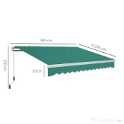 Copertina Soare Retractabila cu Manivela, Outsunny, Metal si Aluminiu, Verde, 400x250cm | Aosom Romania