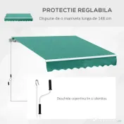 Copertina Soare Retractabila cu Manivela, Outsunny, Metal si Aluminiu, Verde, 400x250cm | Aosom Romania