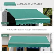 Copertina Soare Retractabila cu Manivela, Outsunny, Metal si Aluminiu, Verde, 400x250cm | Aosom Romania