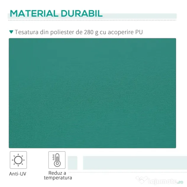 Copertina Soare Retractabila cu Manivela, Outsunny, Metal si Aluminiu, Verde, 400x250cm | Aosom Romania