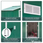 Outsunny Magazie Gradina din Otel, culoare verde, dimensiuni 213×127×18 cm 